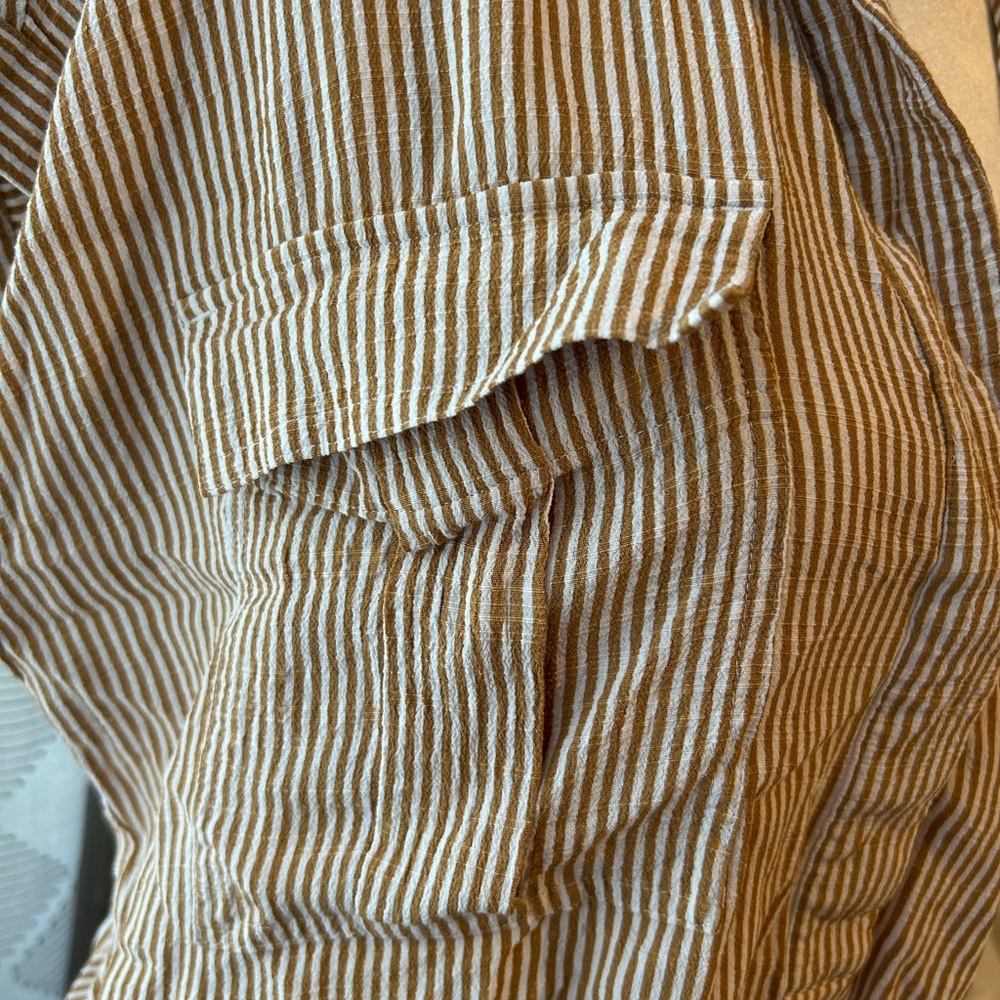 LOFT Tan Striped Blouse - Picture 4 of 7